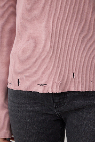 ダメージフーディーリブトップス 詳細画像