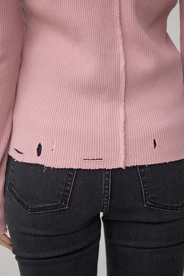 ダメージフーディーリブトップス 詳細画像