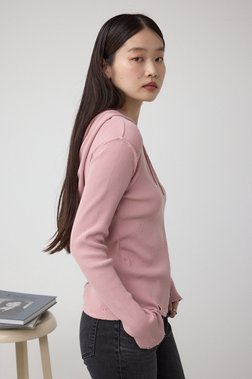 ダメージフーディーリブトップス 詳細画像