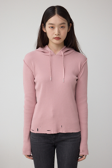 ダメージフーディーリブトップス 詳細画像