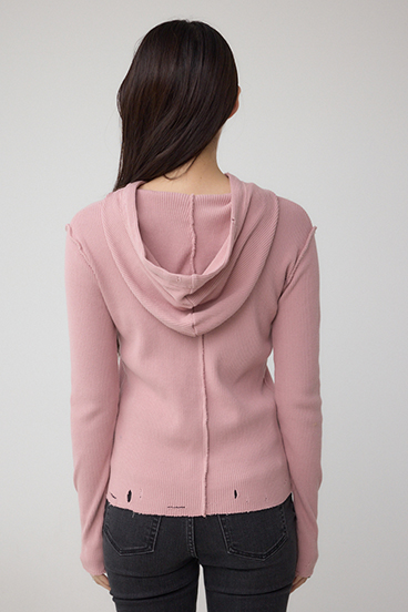 ダメージフーディーリブトップス 詳細画像