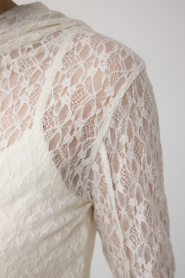 ヘンリーネックレースフーディートップス 詳細画像