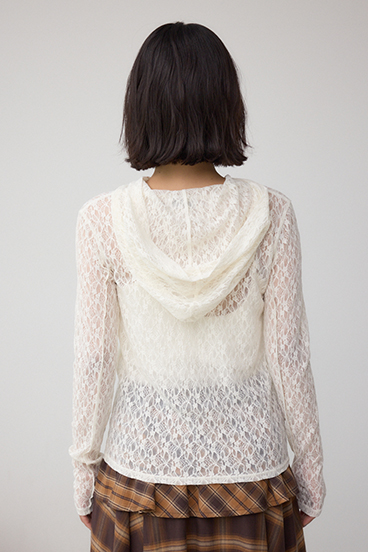 ヘンリーネックレースフーディートップス 詳細画像