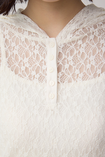 ヘンリーネックレースフーディートップス 詳細画像