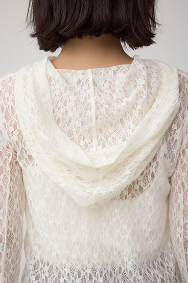 ヘンリーネックレースフーディートップス 詳細画像