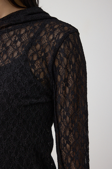 ヘンリーネックレースフーディートップス 詳細画像