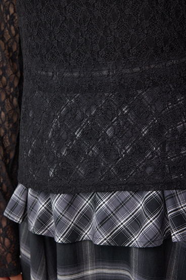 ヘンリーネックレースフーディートップス 詳細画像