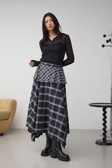 ヘンリーネックレースフーディートップス 詳細画像