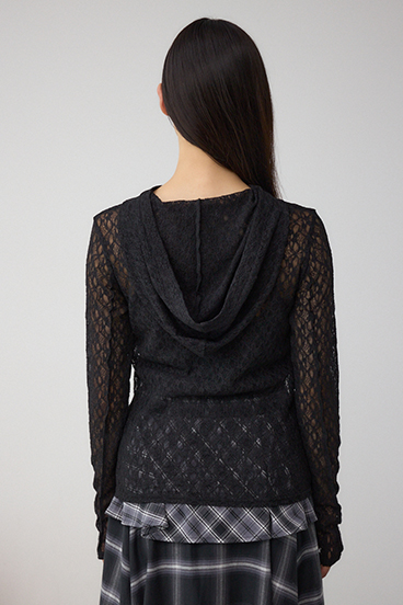 ヘンリーネックレースフーディートップス 詳細画像