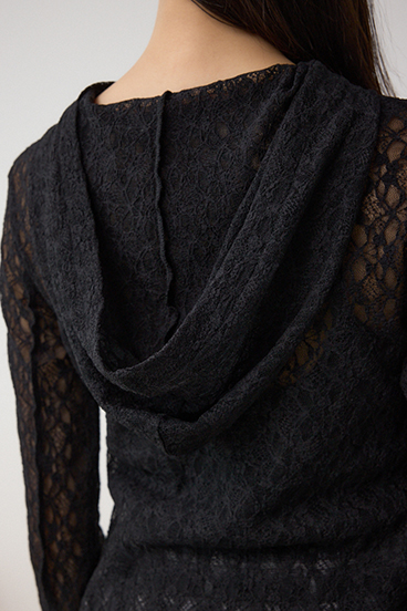 ヘンリーネックレースフーディートップス 詳細画像