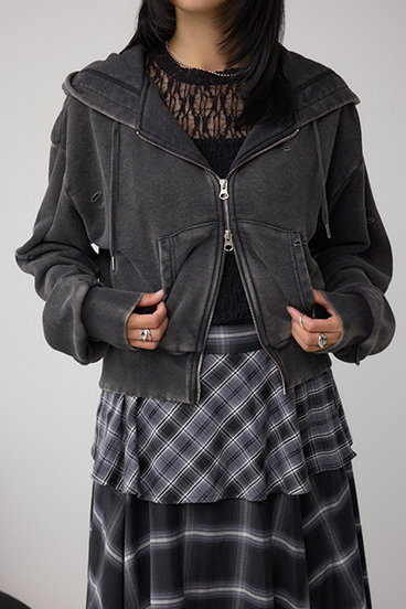 ジップアップダメージフーディー 詳細画像