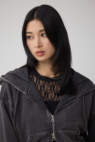 ジップアップダメージフーディー 詳細画像