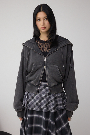 ジップアップダメージフーディー 詳細画像