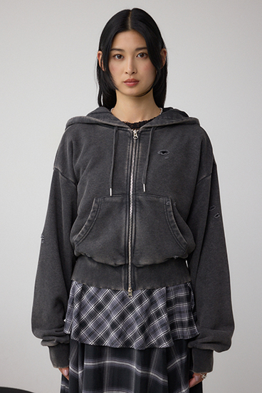 ジップアップダメージフーディー 詳細画像
