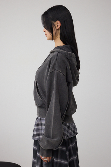 ジップアップダメージフーディー 詳細画像