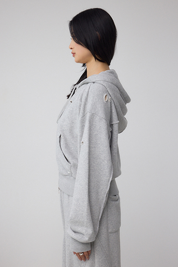 ジップアップダメージフーディー 詳細画像