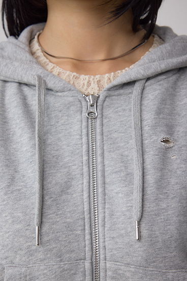 ジップアップダメージフーディー 詳細画像