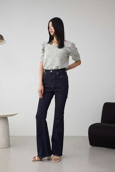 カットツイード袖ギャザートップス 詳細画像