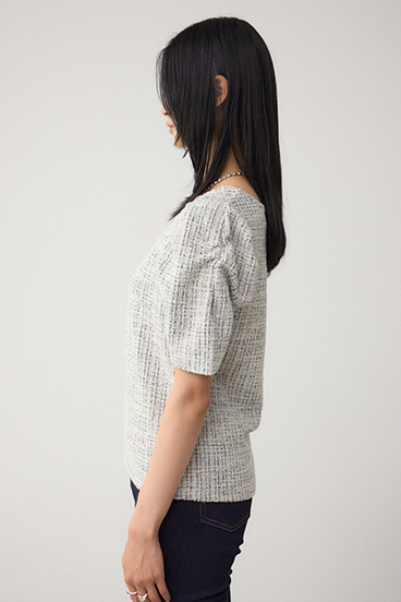カットツイード袖ギャザートップス 詳細画像