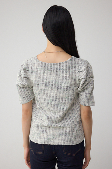 カットツイード袖ギャザートップス 詳細画像