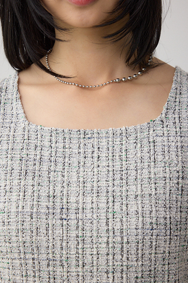 カットツイード袖ギャザートップス 詳細画像