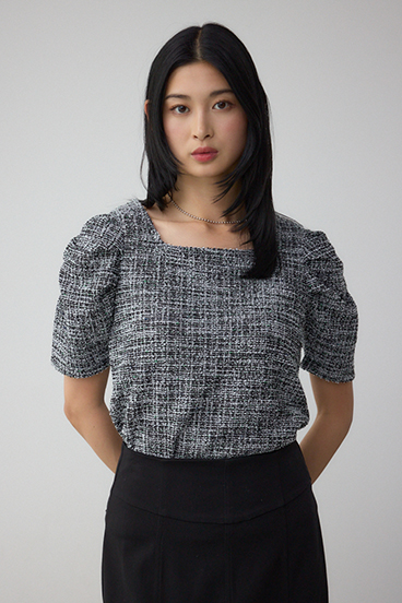 カットツイード袖ギャザートップス 詳細画像