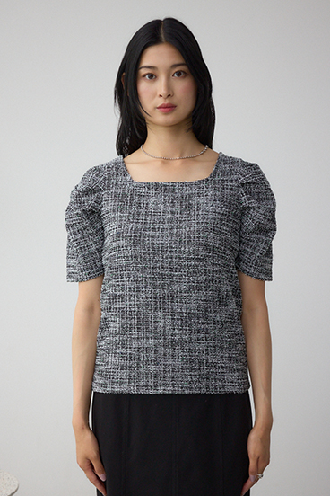 カットツイード袖ギャザートップス 詳細画像