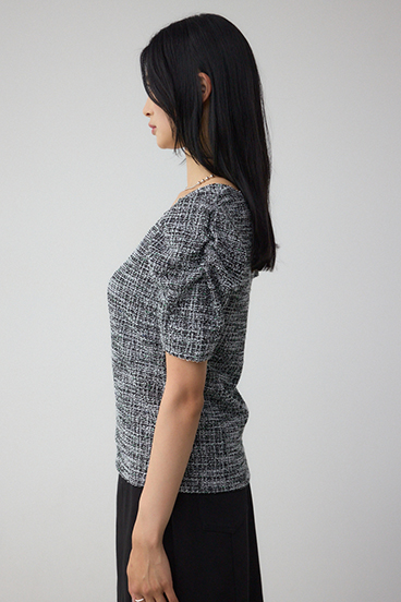 カットツイード袖ギャザートップス 詳細画像