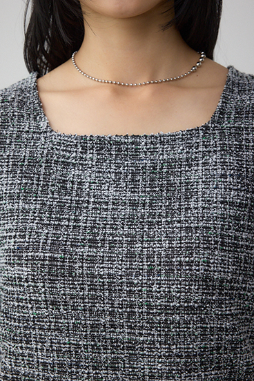 カットツイード袖ギャザートップス 詳細画像