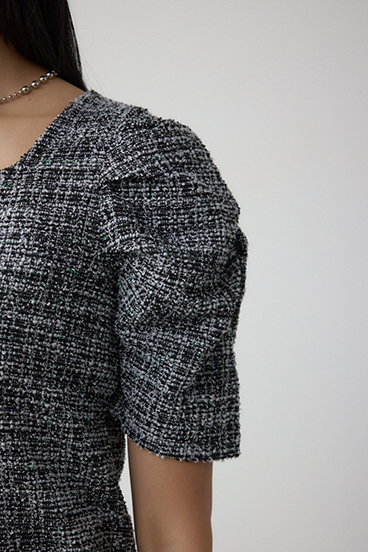 カットツイード袖ギャザートップス 詳細画像