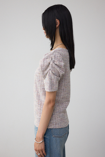 カットツイード袖ギャザートップス 詳細画像