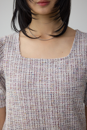 カットツイード袖ギャザートップス 詳細画像