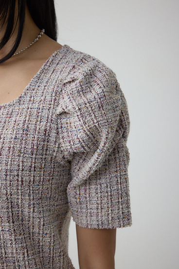 カットツイード袖ギャザートップス 詳細画像