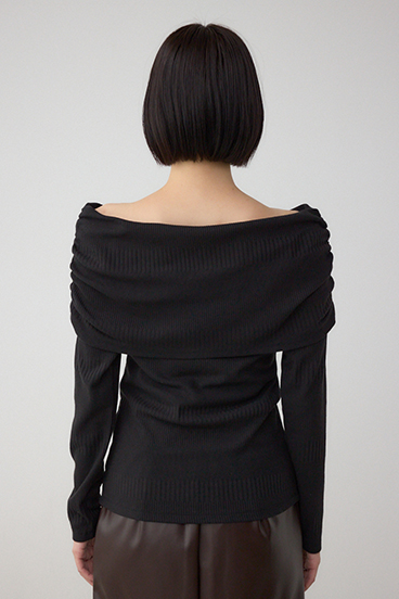 オフショルダーロングスリーブカットトップス 詳細画像