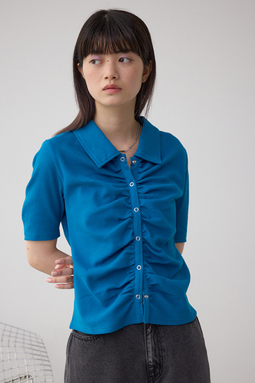 フロントギャザーポロトップス 詳細画像