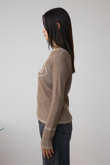 ジャガードロゴリブトップス 詳細画像