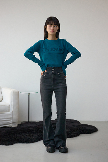 ジャガードロゴリブトップス 詳細画像