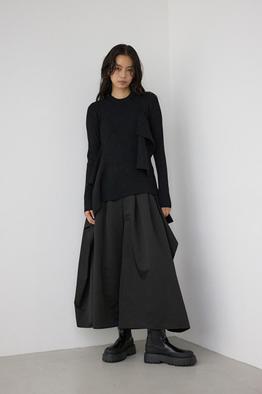 【PLUS】ドレープワイドパンツ 詳細画像