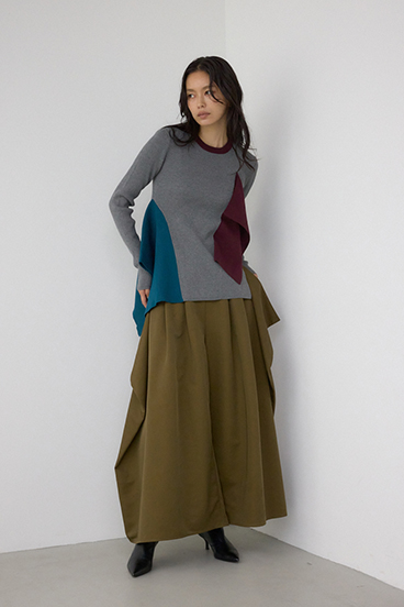 【PLUS】ドレープワイドパンツ 詳細画像