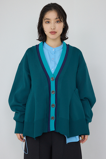 【PLUS】レイヤードペプラムニットカーディガン 詳細画像