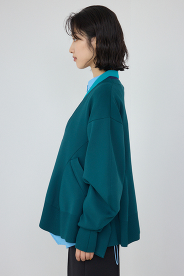 【PLUS】レイヤードペプラムニットカーディガン 詳細画像