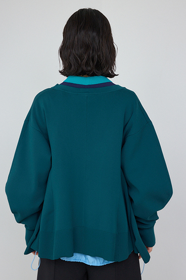 【PLUS】レイヤードペプラムニットカーディガン 詳細画像