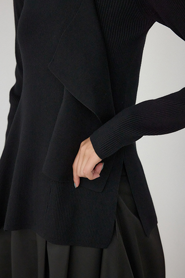 【PLUS】アシンメトリードレープニット 詳細画像