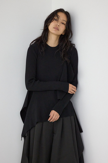 【PLUS】アシンメトリードレープニット 詳細画像