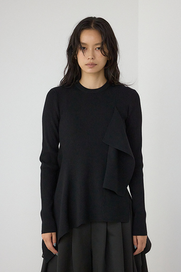 【PLUS】アシンメトリードレープニット 詳細画像