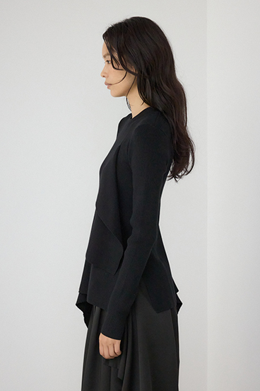 【PLUS】アシンメトリードレープニット 詳細画像