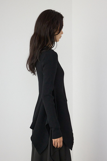 【PLUS】アシンメトリードレープニット 詳細画像