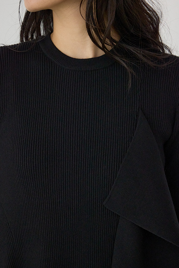 【PLUS】アシンメトリードレープニット 詳細画像