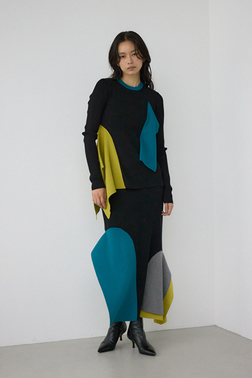 【PLUS】アシンメトリードレープニット 詳細画像