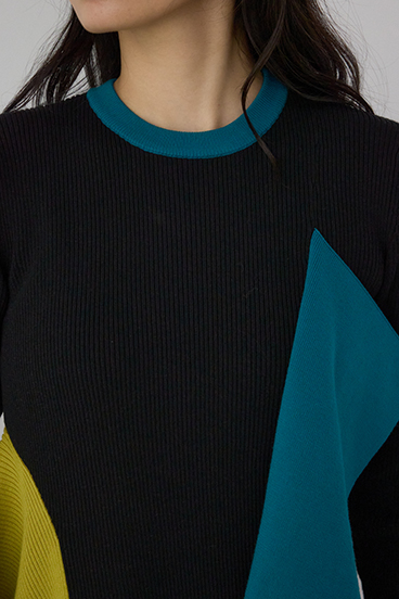 【PLUS】アシンメトリードレープニット 詳細画像